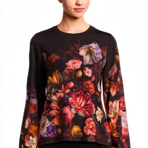 Womens Janie Sleeve Crew Neck Johnny Was Beckett Blooms-0