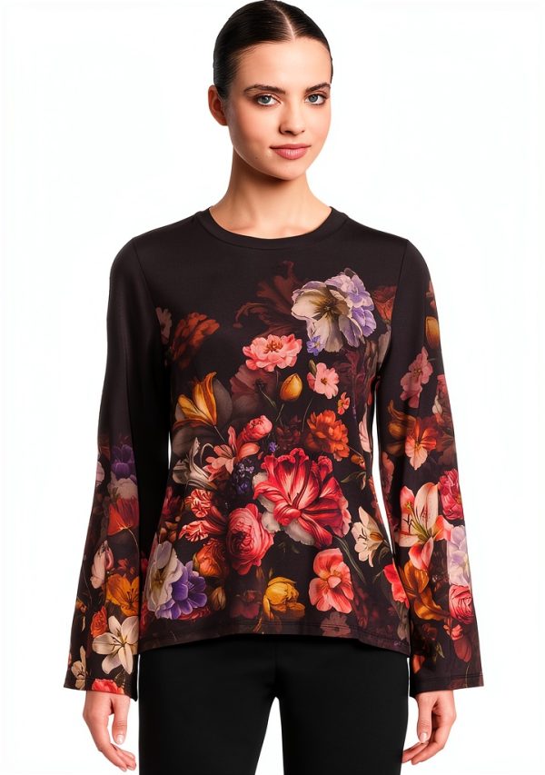 Womens Janie Sleeve Crew Neck Johnny Was Beckett Blooms-0