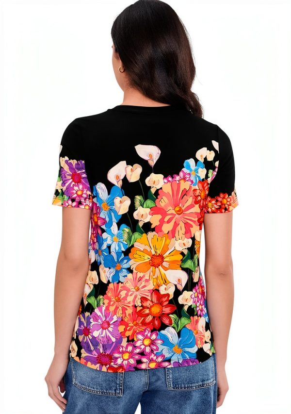 Women's Janie Favorite Short Sleeve Crew Neck Tee Johnny Was Gerbera-3