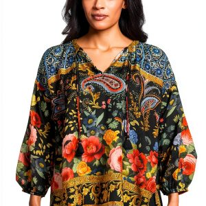 Women's Margot Blouse by Johnny Was Silk Print Leto Elegant Fit-0