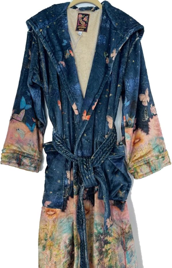 Johnny Was Aurelius Cozy Robe Floral Butterfly Blue Small-Medium-2