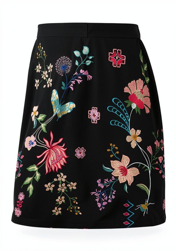 Johnny Was Button Neck Maureen Embroidered Cotton Knit Dress in Black Size X-Large-2