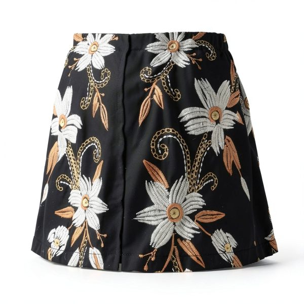 Johnny Was Raw Seam Corinthe Tee Floral Embroidered Black XX-Large-4