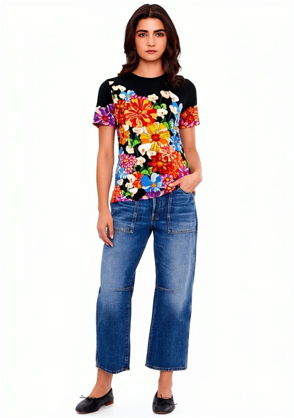 Women's Janie Favorite Short Sleeve Crew Neck Tee Johnny Was Gerbera-1