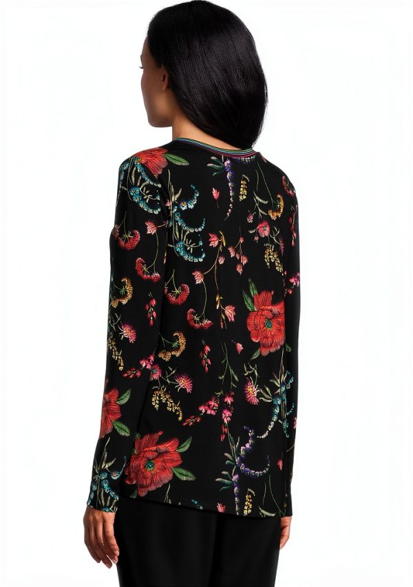 Johnny Was Women Janie Long Sleeve Crew Neck Tee Mayra Schiffli-2