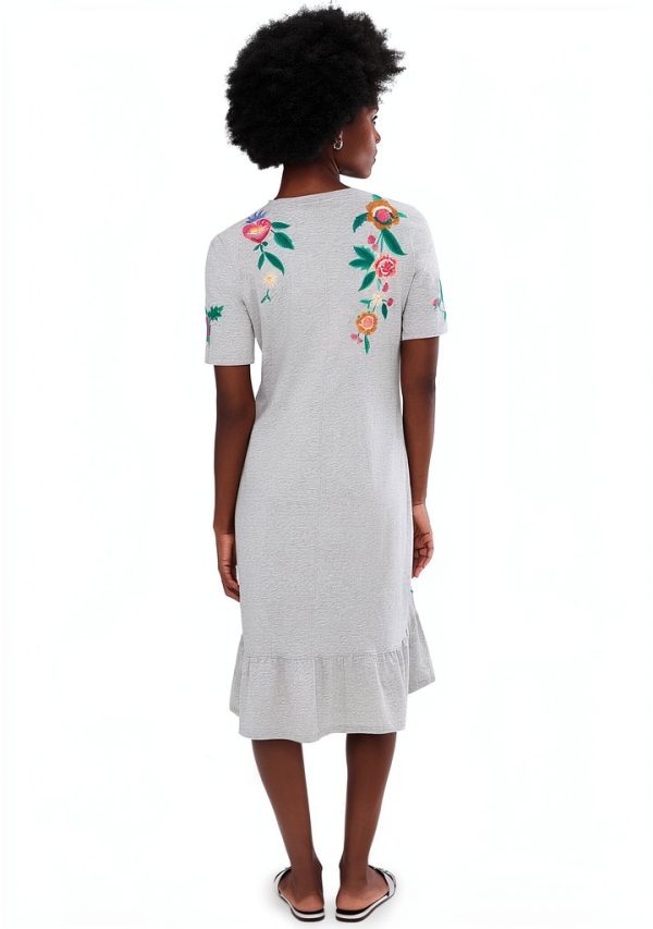 Johnny Was Women Ruffle Hem Knit Midi Dress Heather Grey Medium-3