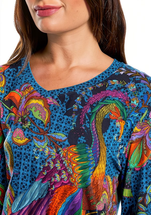 Johnny Was Women's Janie Favorite V-Neck Kimono Sleeve Tee in Thalassa-3