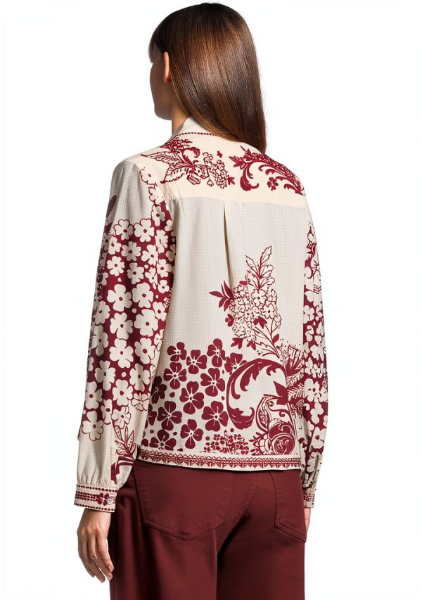 Women's Open Neck Shirt by Johnny Was Aquijio Printed Woven Blouse-2