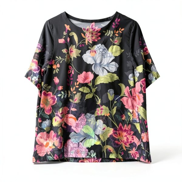 Johnny Was Janie Favorite Long Floral Tee - Purple V-Neck XL-6