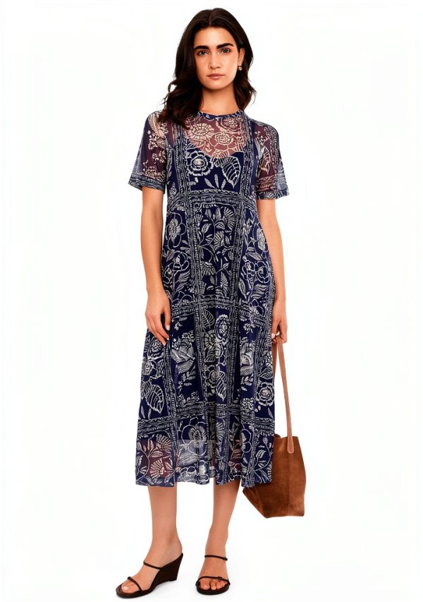 Johnny Was Women Mesh Tee Dress Slip Vaelis Casual Dress-1