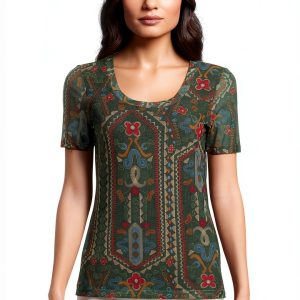 Johnny Was Women's Nanette Short Sleeve Mesh Tee Skylar Bloom-0