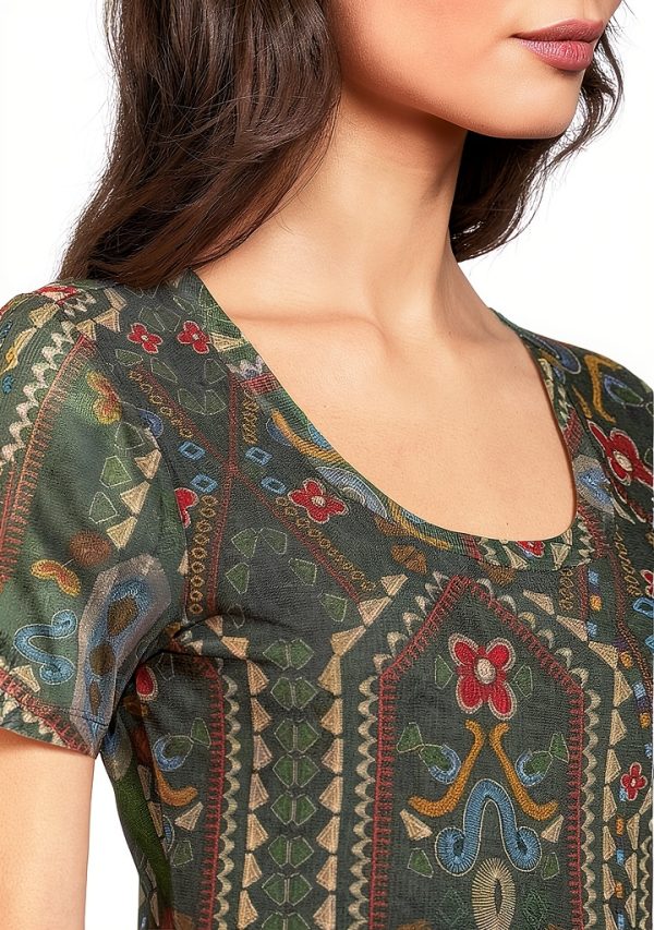 Johnny Was Women's Nanette Short Sleeve Mesh Tee Skylar Bloom-3