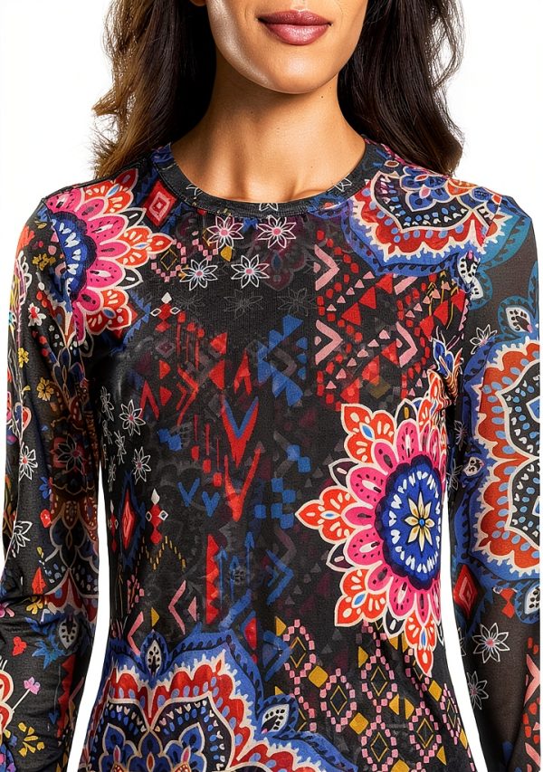 Women's Natalie Long Sleeve Mesh Tee Johnny Was – Padma Color, X-Large-3