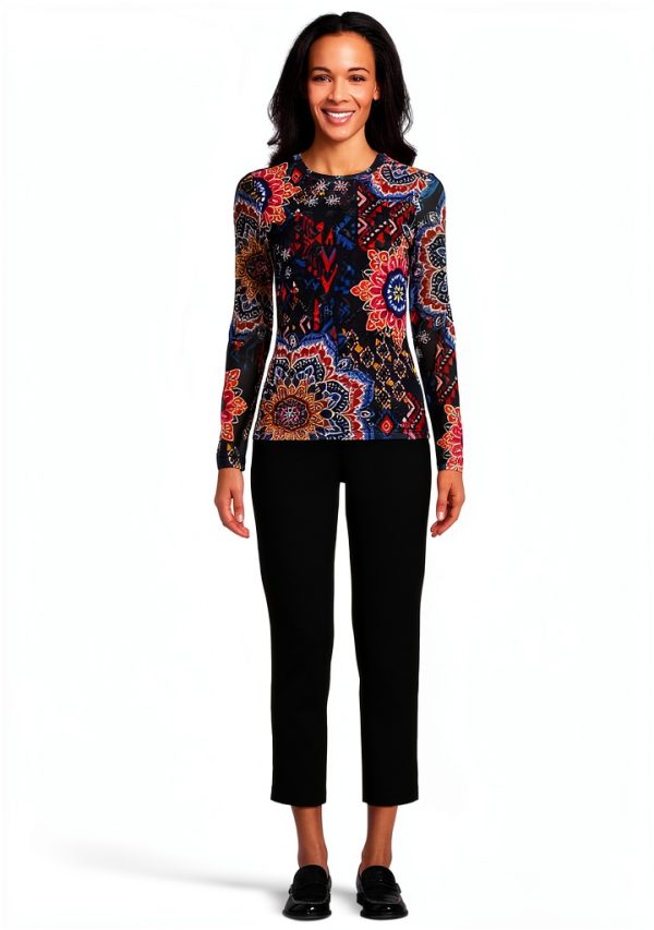 Women's Natalie Long Sleeve Mesh Tee Johnny Was – Padma Color, X-Large-4