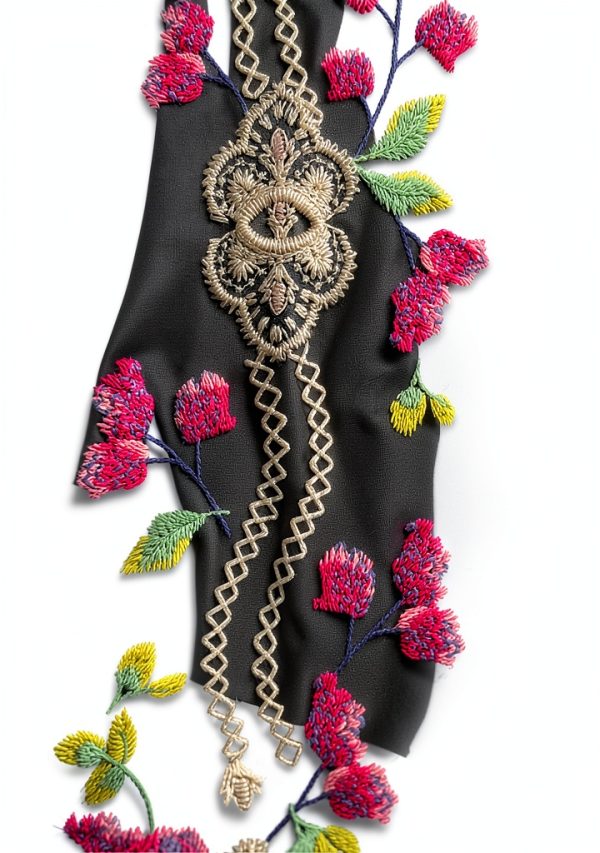 Johnny Was Maddy Leggings Cotton Floral Embroidered Black Legging-8