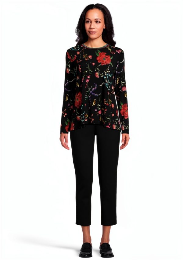 Johnny Was Women Janie Long Sleeve Crew Neck Tee Mayra Schiffli-4