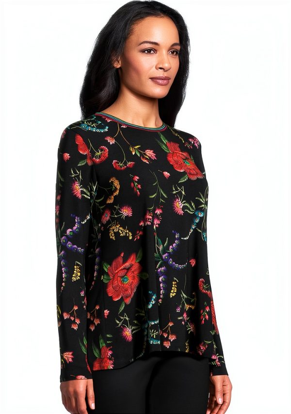 Johnny Was Women Janie Long Sleeve Crew Neck Tee Mayra Schiffli-1