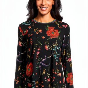 Johnny Was Women Janie Long Sleeve Crew Neck Tee Mayra Schiffli-0