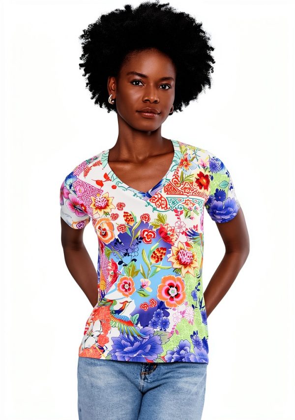 Women's T-Shirt Johnny Was T19724-6-PME Diantha Scarf Mcdreamer Print-0