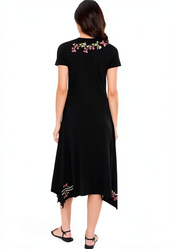 Johnny Was Women Handkerchief Hem Knit Dress Black Medium-3