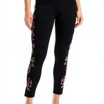 Johnny Was Maddy Leggings Cotton Floral Embroidered Black Legging-0