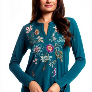 Women's Split Jersey Tee by Johnny Was Deep Lake T Shirt-0