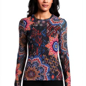 Women's Natalie Long Sleeve Mesh Tee Johnny Was – Padma Color, X-Large-0