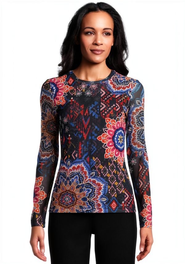 Women's Natalie Long Sleeve Mesh Tee Johnny Was – Padma Color, X-Large-0