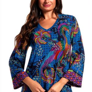 Johnny Was Women's Janie Favorite V-Neck Kimono Sleeve Tee in Thalassa-0