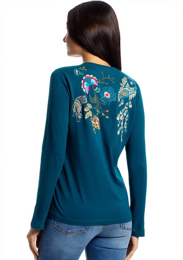 Women's Split Jersey Tee by Johnny Was Deep Lake T Shirt-2